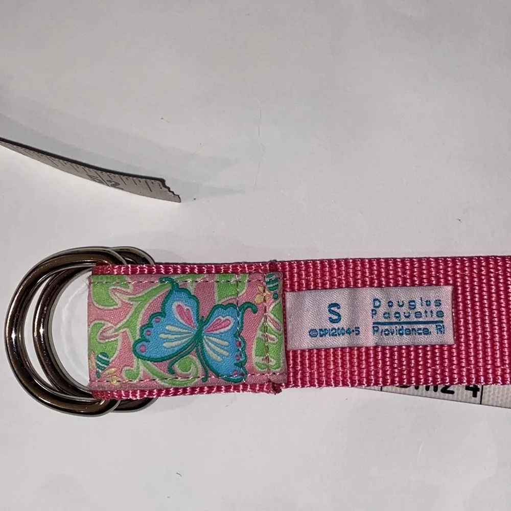 🎉HP🎉Douglas Paquette Belt Jacquard Grosgrain Ribbon D Ring Pink Butterflies S